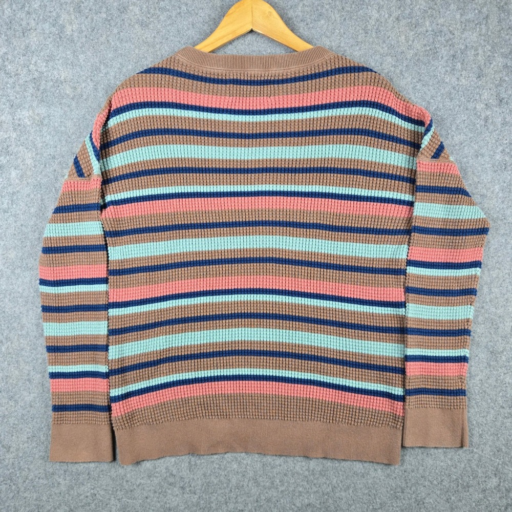 REI Cooperative Sweater Womens Small Brown Striped Waffle Knit Gorpcore Retro - Picture 6 of 10